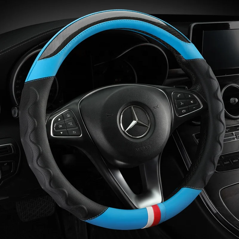 Automobile accessories steering wheel protective cover carbon fiber PU panel sports and fashionable steering wheel cover