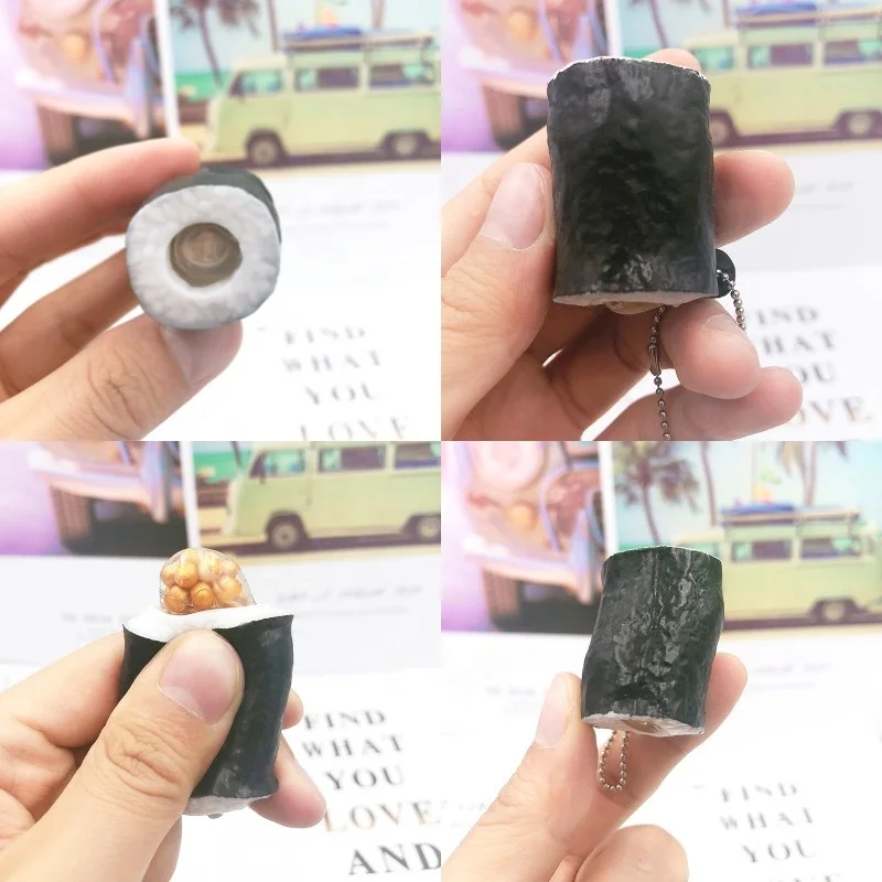 Japanese TPR Simulation Stress Relief Antistress Decompression Sushi Keychain Toy For Kids