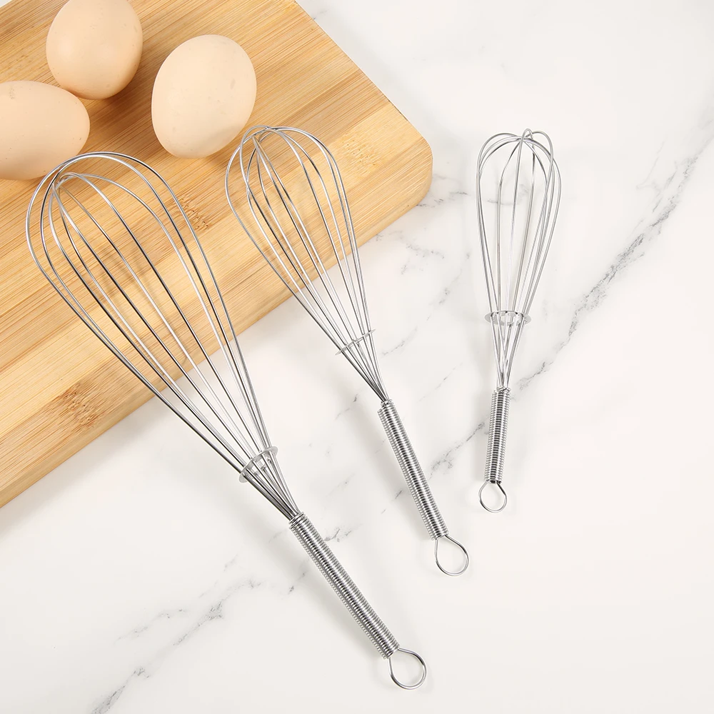 Stainless Steel Wire Egg Whisk Eco-Friendly Manual Kitchen Tool for Cooking Baking and Milk Household Plastic Beater