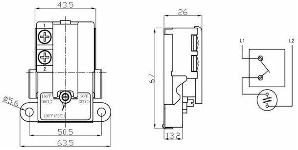KSD308 Adjustable Temperature Bimetal Thermometer Electric Boiler Water Heater Thermostat For Water Heater Current 25A-40A
