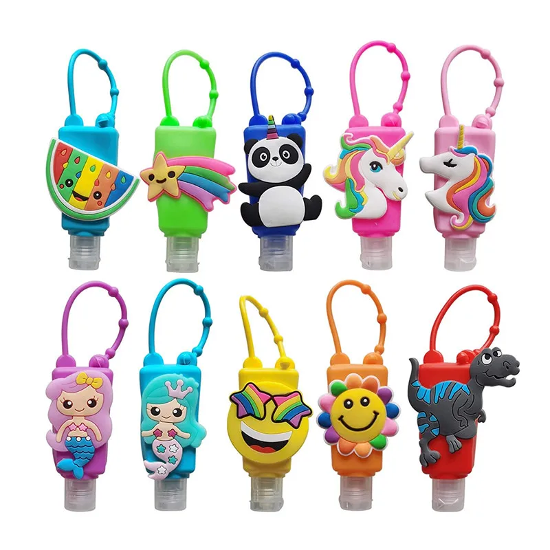 Kids Empty Silicone Hand Sanitizer Holder Keychain Carrier Travel Bottles