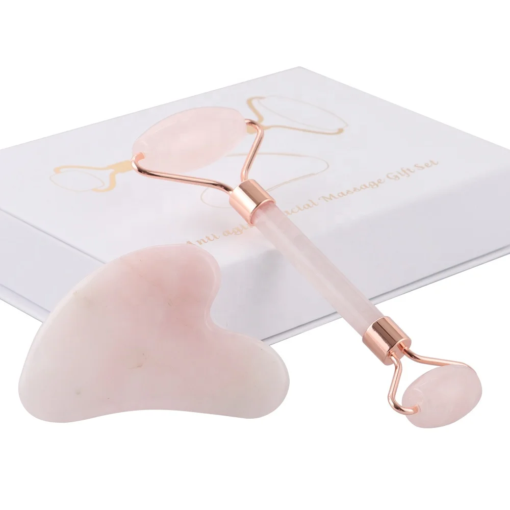 Нефритовый ролик для подтяжки лица с индивидуальным логотипом и набор инструментов Guasha, Нефритовый ролик для лица