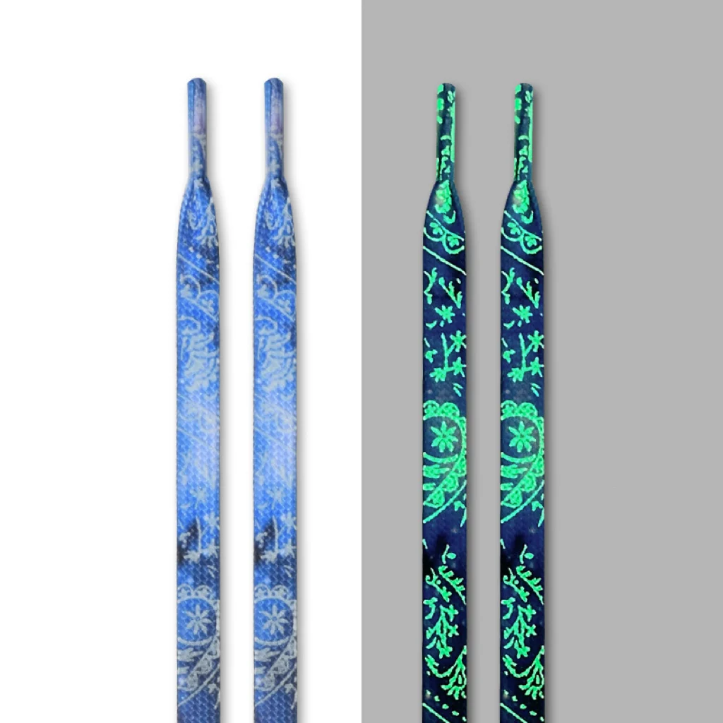 Custom fashion luminous Canvas Print Shoelaces Colorful flat neon Shoe Laces Polyester elastic drawcord rope string for shoes