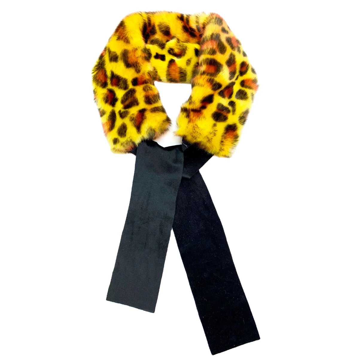 Factory Wholesale Long Cold-proof Chiffon Plush Woven Leopard Faux Fur Scarf For Women Stylish Winter