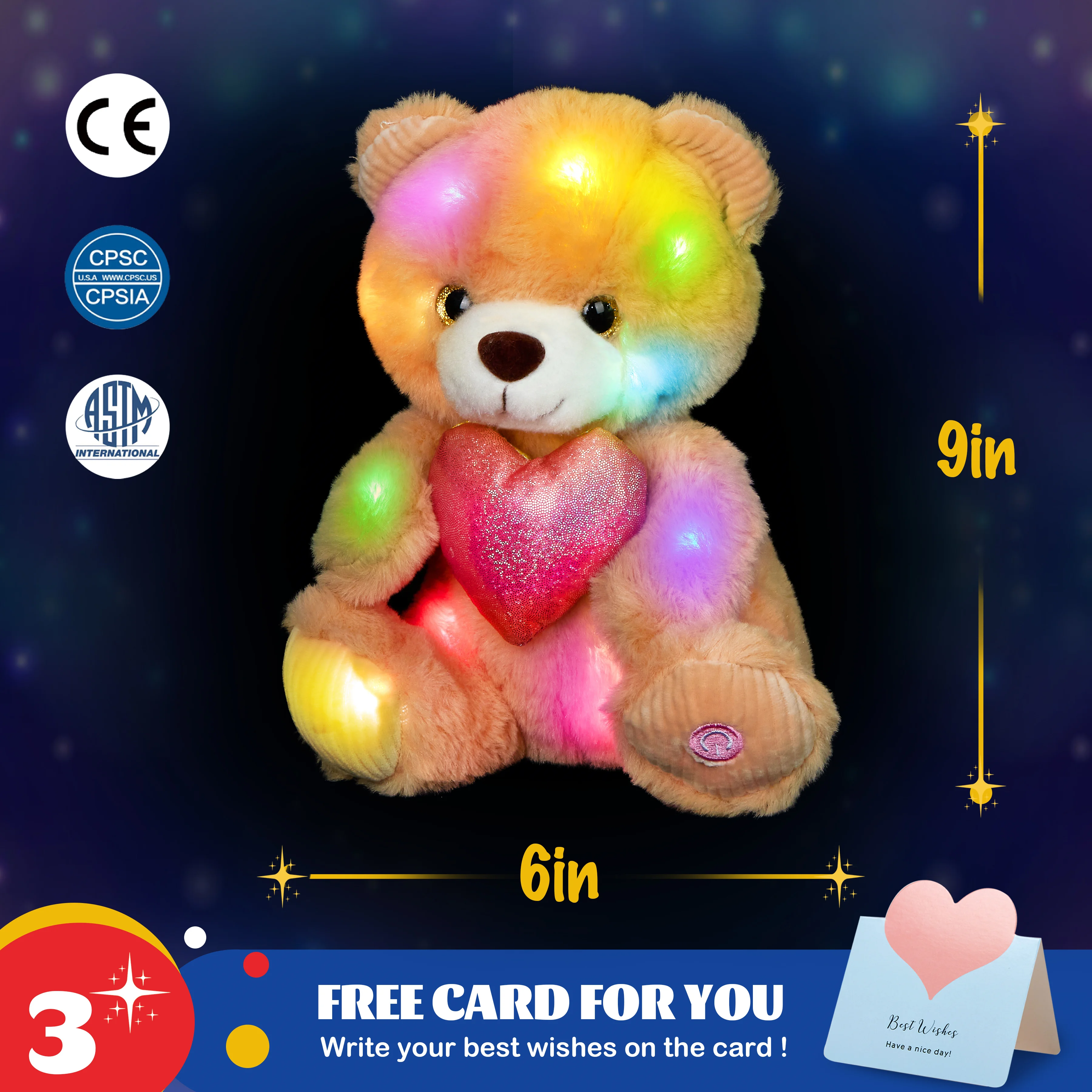 Светящийся светящийся медведь плюшевый