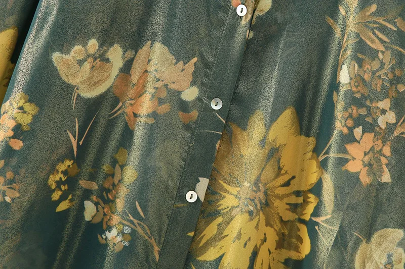 CS261 Wholesale 2023  Autumn Turn-down Collar  Floral Print Long Sleeve Shirt Women Blouse Tops 10