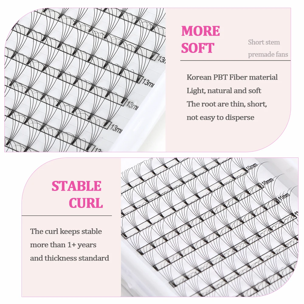 Professional Korean Pre Made Fan Eyelashes Short Stem Lashes 3d 10d Large Tray Premade Fans Mega Volume Eyelash Extensions