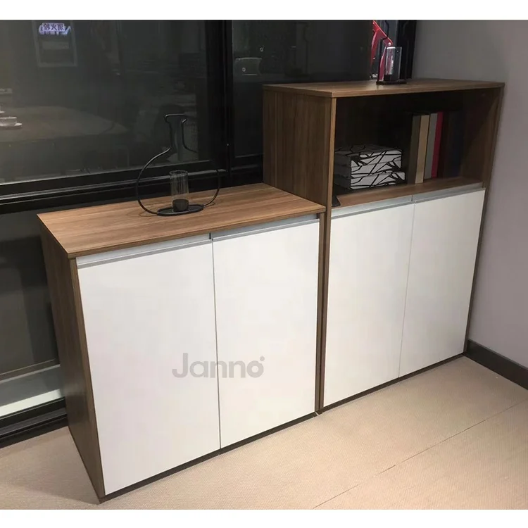 Modern Wooden Bookcase Brown and White Storage MDF Wooden Book Shelf With Storage Doors