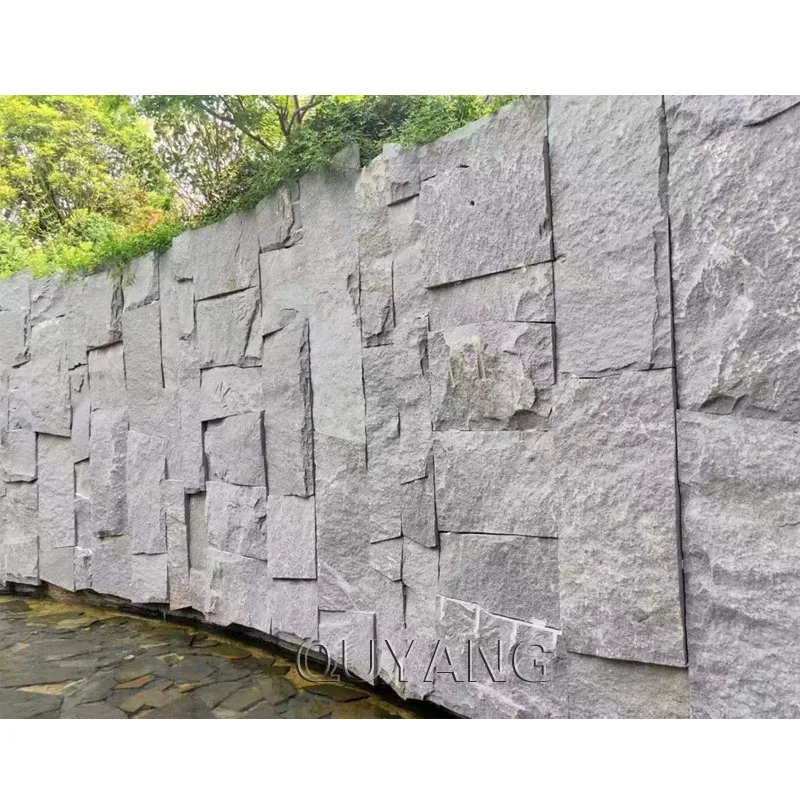 QUYANG Outdoor Wall Decoration Garden Grey Marble Culture Stone Natural Stone Wall Panels Cladding For wholesale