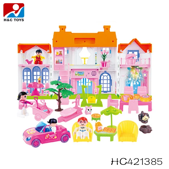 Educational toys kids plastic toy doll house pretend toy villa