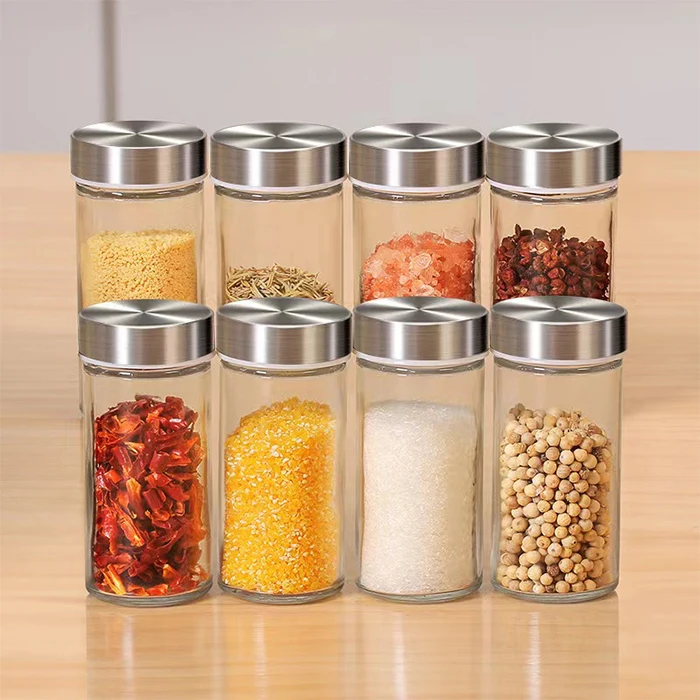 12 Empty Glass Spice Jars Revolving Countertop Tower Spice Rack Kitchen Unique Spice Jars