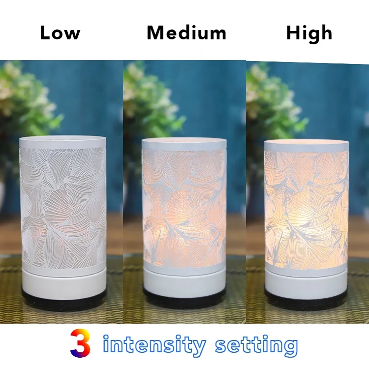 Electric Touch Warmer with glass insert dish white metal touch dimming table lamps aroma oil wax warmer
