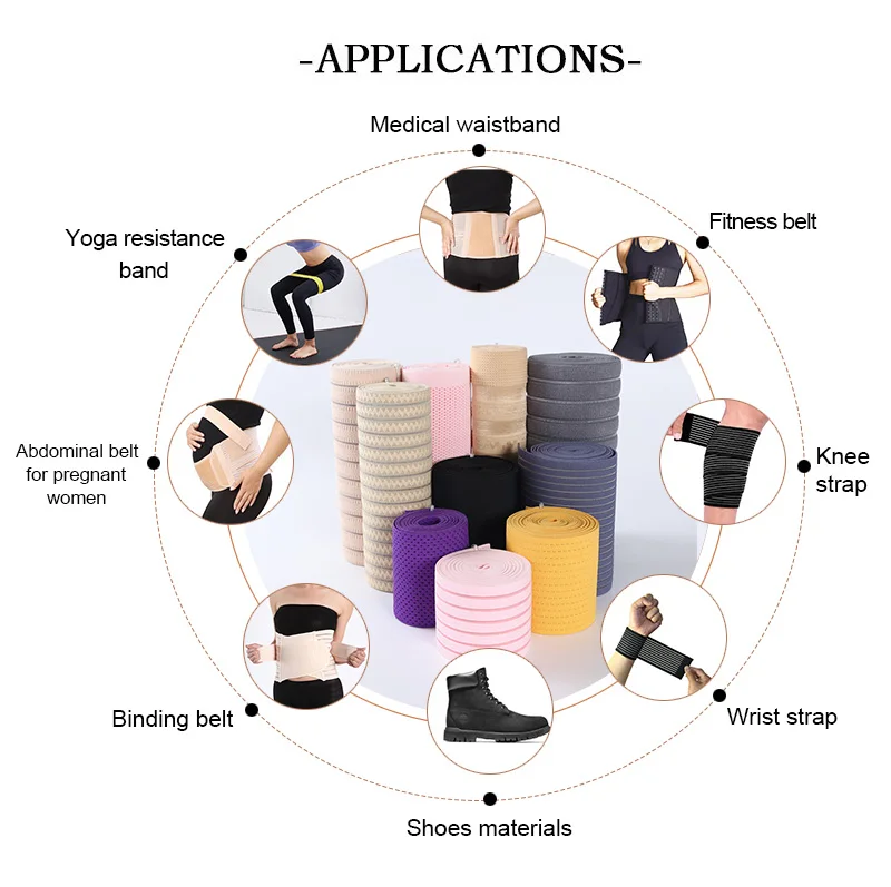 Good quality knitted elastic rubber band soft wide waistband elastic for medical sports wrap bandage