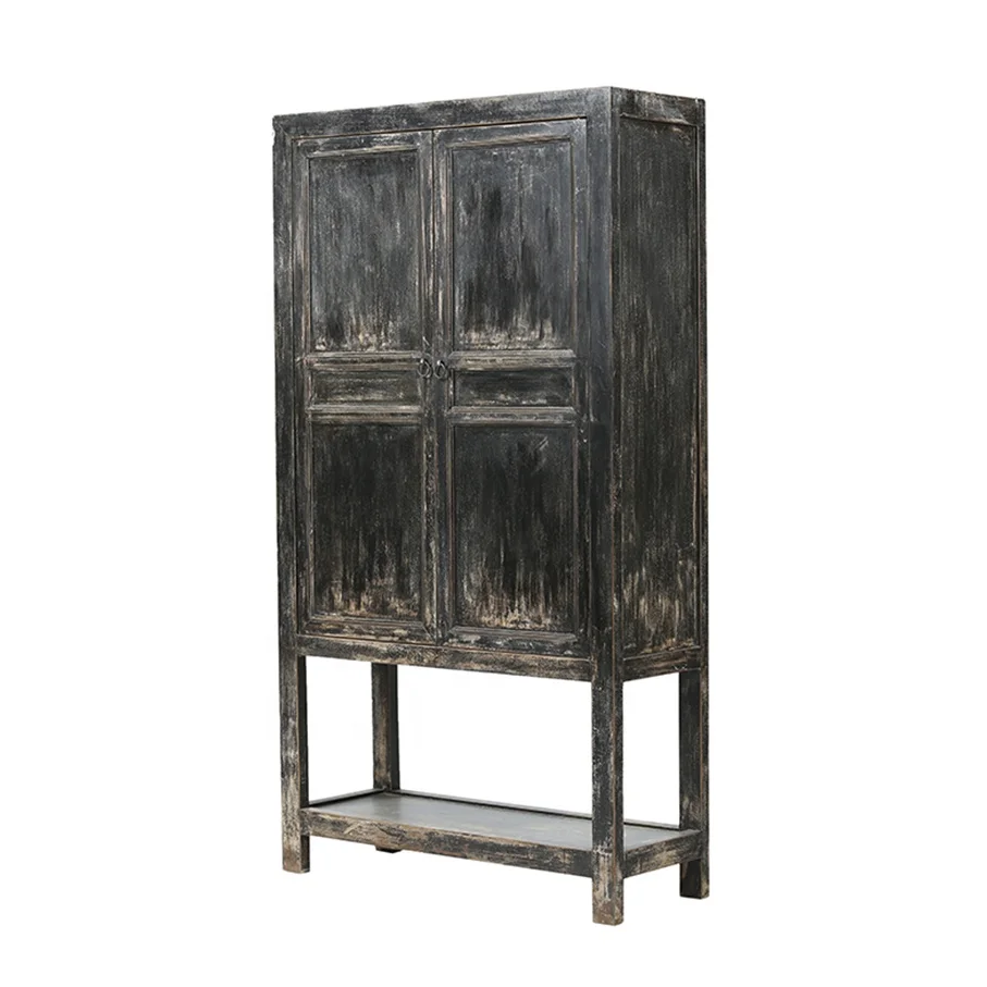 2021 popular selling black bookshelf  living room shelf reclaimed wood black furniture