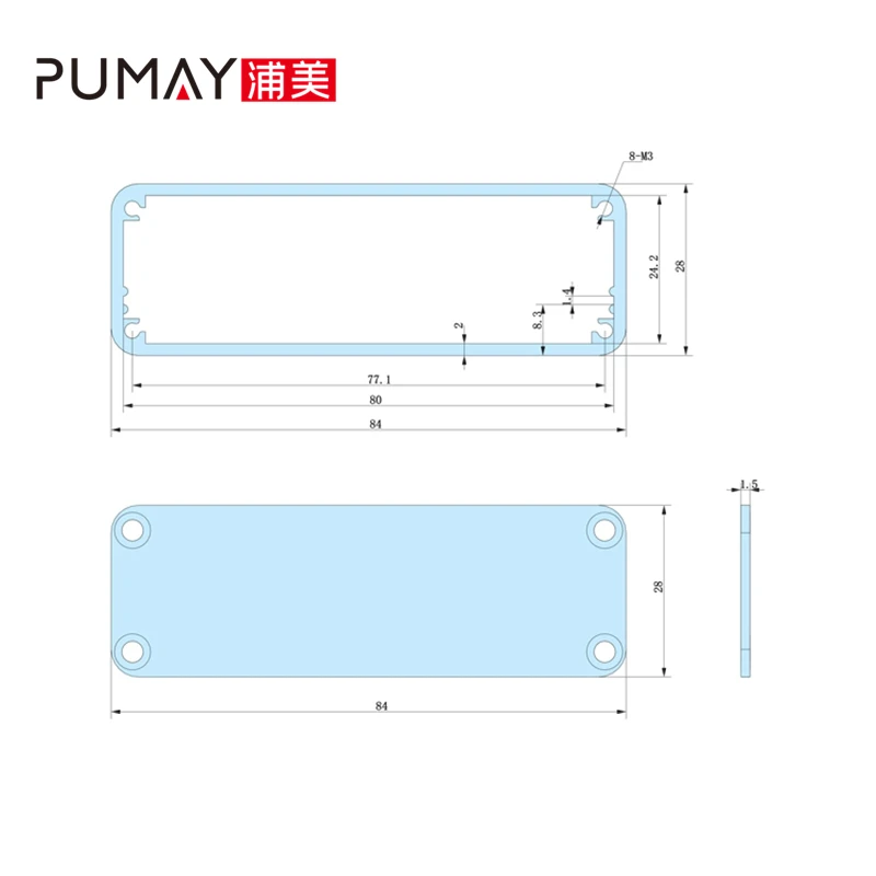 84*28-100 aluminum enclosure / case diy electronics customized anodizing extrusion