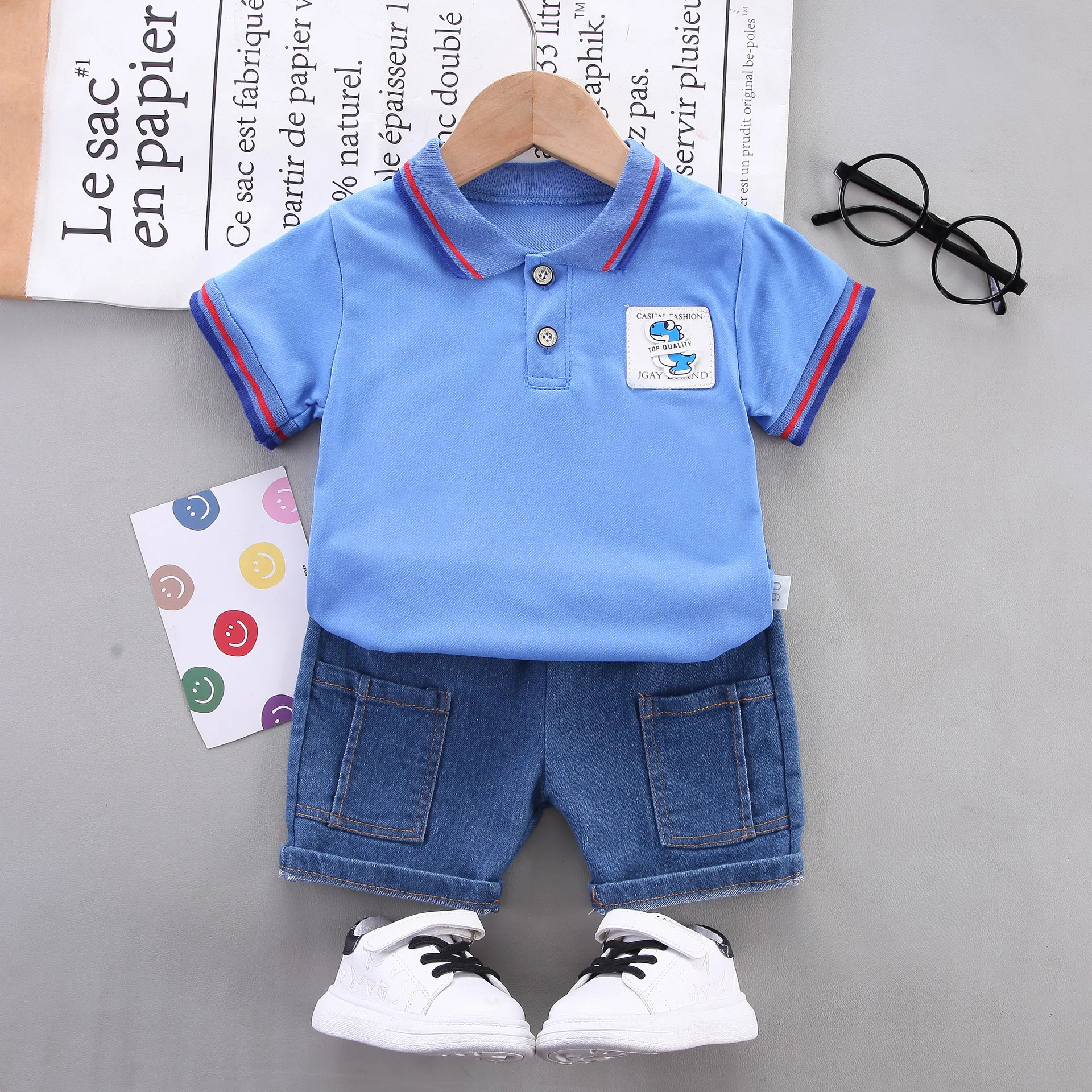 Fashion Summer Kids Clothes Toddler Boy Graphic T-shirt Jersey Shorts 2pc Active Outfit Set
