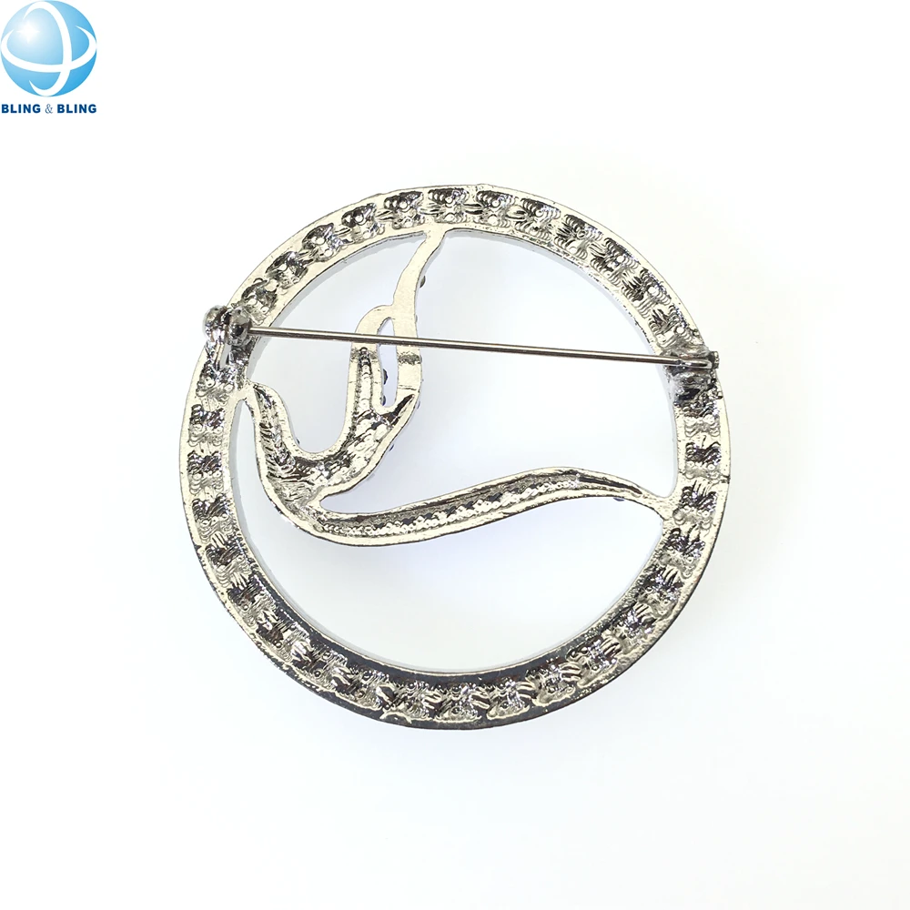 Good Design ZPB Peace Dove Inlaid Blue Rhinestone Brooch Pin Pearl Round Shape Greek Sorority Zeta Phi Beta 1920 Jewelry Broach