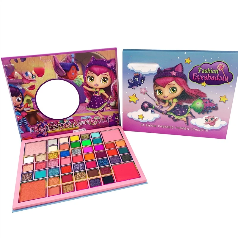 Factory wholesale 51 color cute eye shadow pearlescent matte sequins high gloss blush high color eye shadow plate