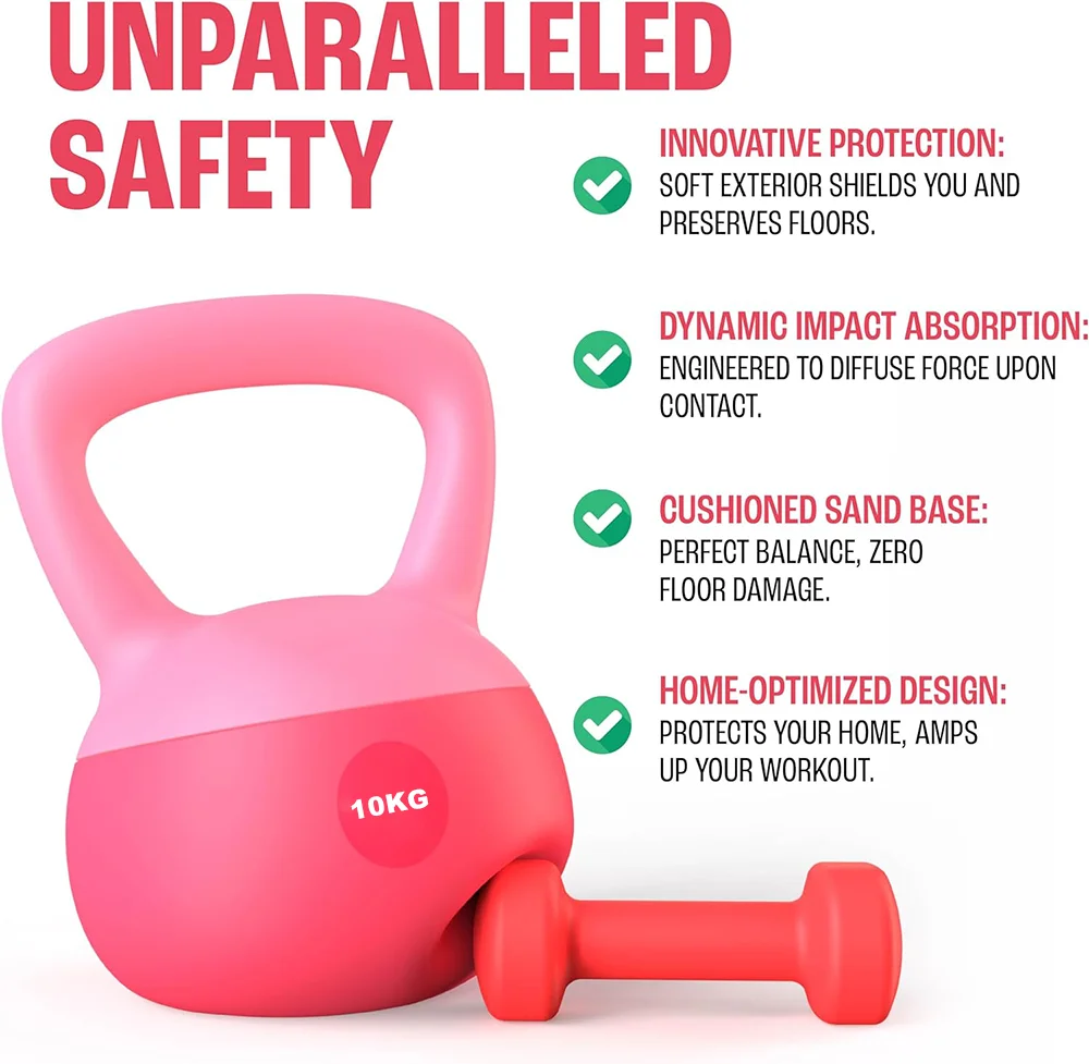 10 KG PVC Soft Kettlebell Sets Safe Strength Training Kettlebells, Kettlebell Weights for Home Workouts