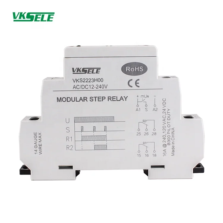 Mounted relay VKS2223H00 Din rail  5A bistable relay AC/DC 12V to 240VTimer delay