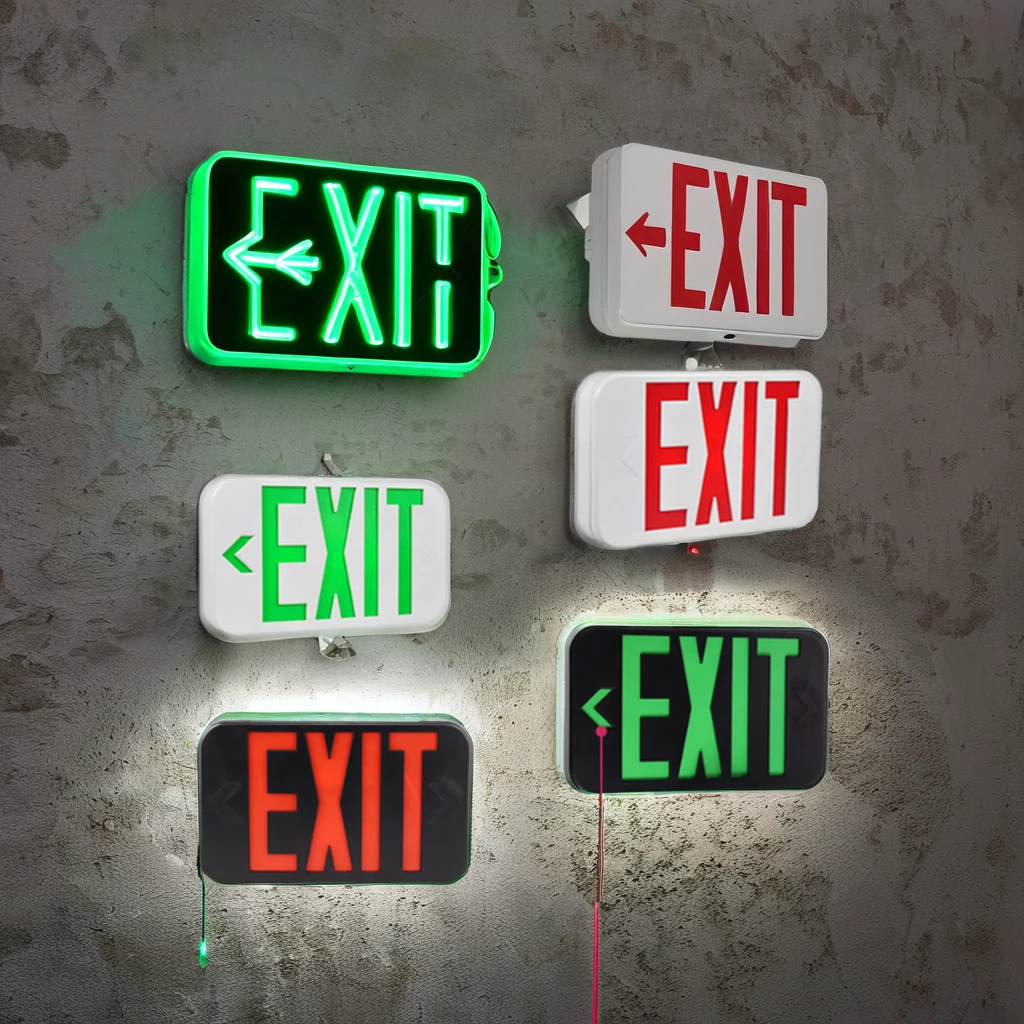FEITUO Switchable Red & Green LED Exit Sign Global Supply for Emergency Lighting Model EZCXTEU2BCWEM