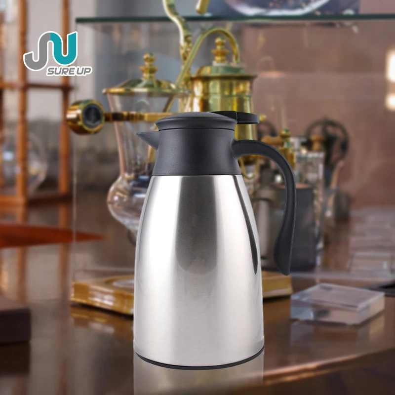 Vacuum termos coffee jug flasks vacuum thermos double walled glass inner stainless steel outer body