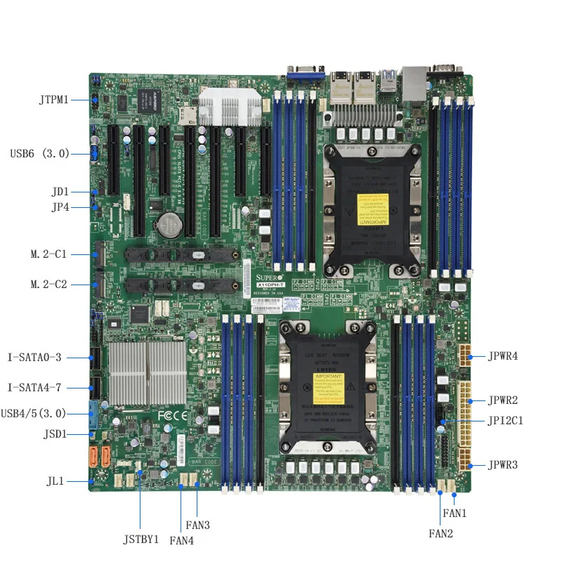 X11DPH-T для материнской платы Supermicro Xeon масштабируемые процессоры LGA-3647 DDR4 7 PCI-E 3 0 слотов двойной LAN с 10GBase-T