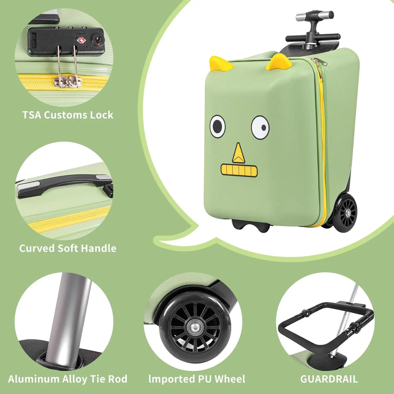 OEM Ride on Suitcase for Kid 20 inch Hardside Kids Luggage Ride on Large Suitcases with Child Seat Design Help Your Child Travel