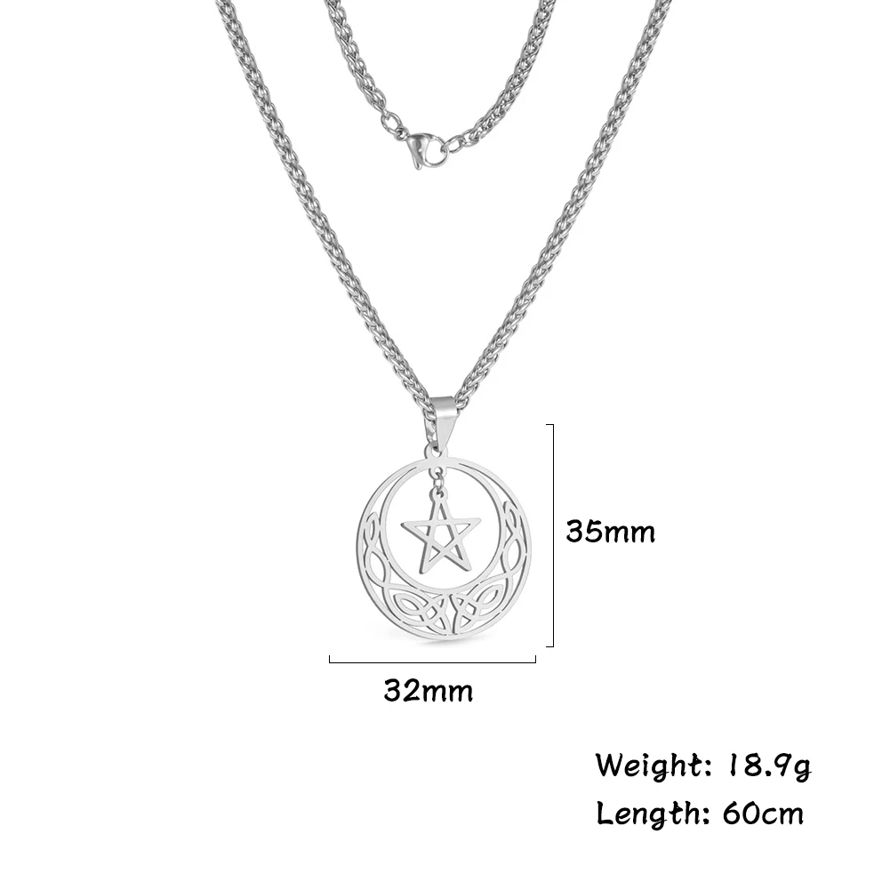 Vintage Stainless Steel Celtic Knot Charm Jewelry For Women Pentagrams Pendant Necklace Real Gold Plated Pentacle Charms Gifts