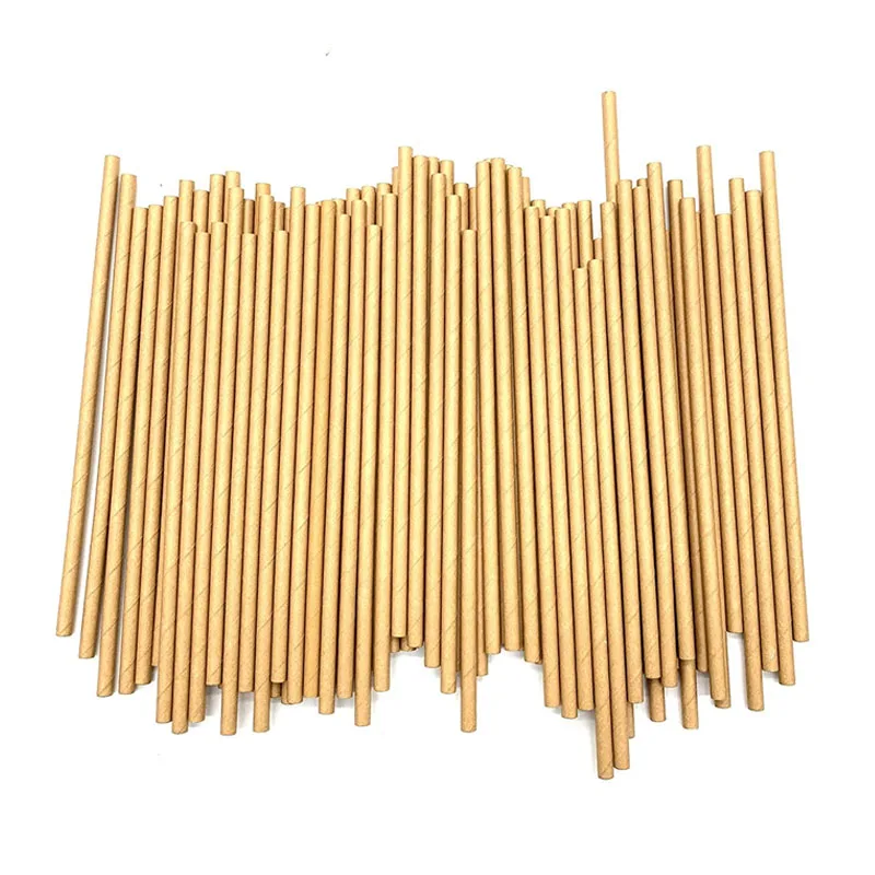 Eco Friendly Beverage Packaging Straw Kraft Straw Paper Natural Color Paper Straw