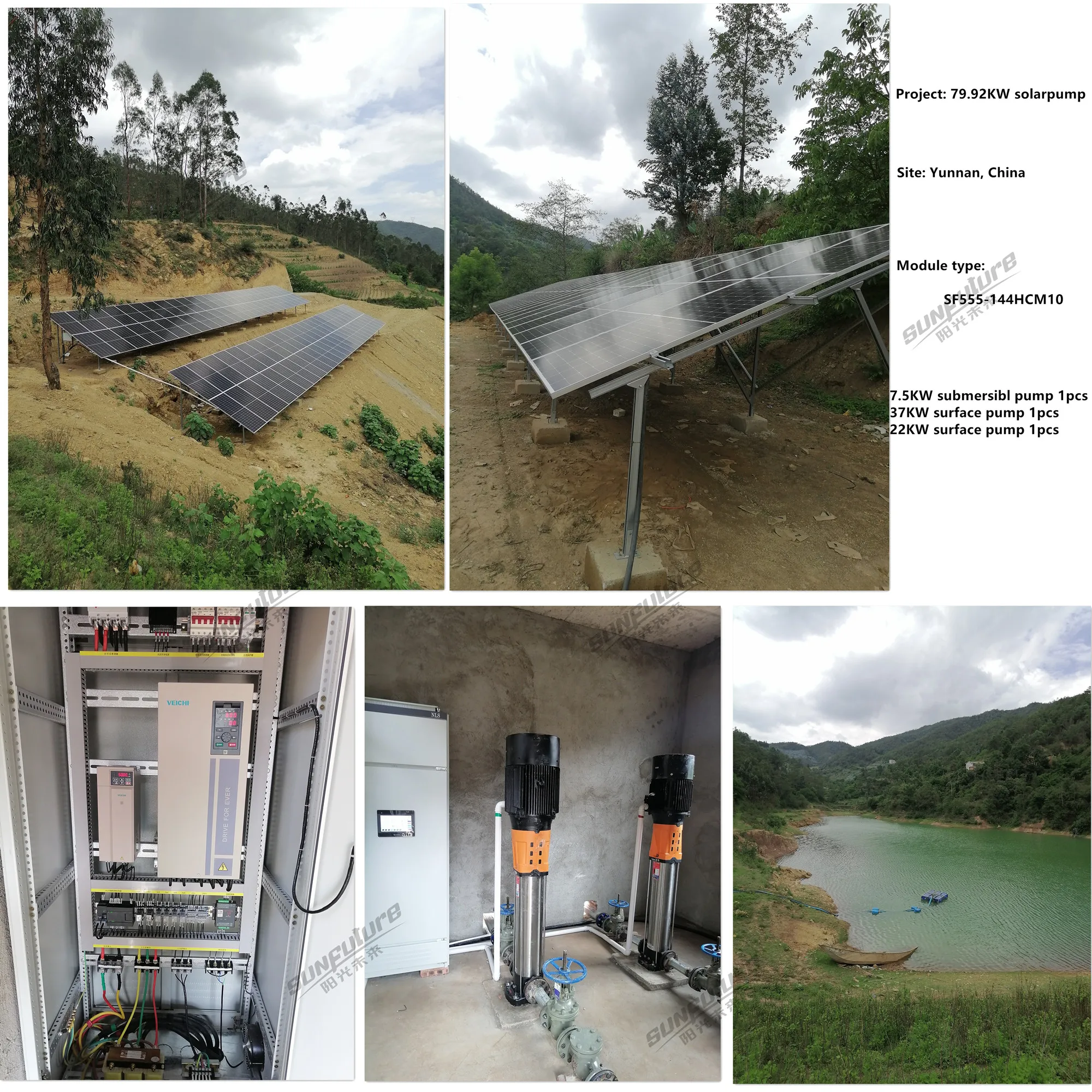 1.5 Inch Submersible Centrifugal Pump 100m Borehole Dc Ac 48v Hybrid Solar Pump System For Agriculture