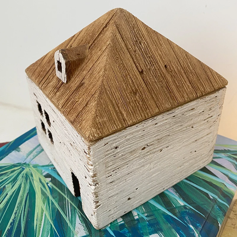 
YBOX handmade lovley small wooden box natural wood house shape gift box 