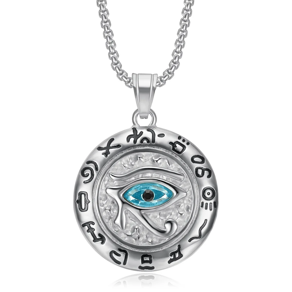 Ancient Egyptian 18K Gold Plated Silver Stainless Steel The Eye Of Horus Jewelry Necklace Medallion Charm Pendant