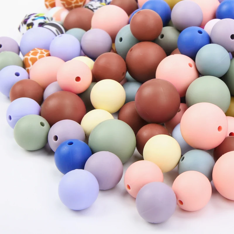 Hot Selling Products 2023 Custom Logo Mixed Colors Round Shape Silicone Loose Beads Diy Bracelet Beads For Jewelry Making