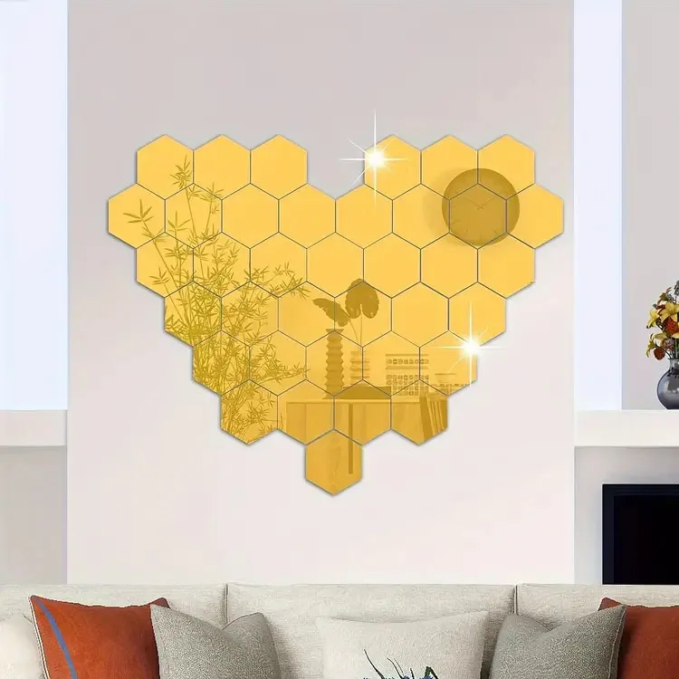 Flexible Customized Size Gold Sliver Acrylic 3D Mirror Sheets Wall Sticker Decoration