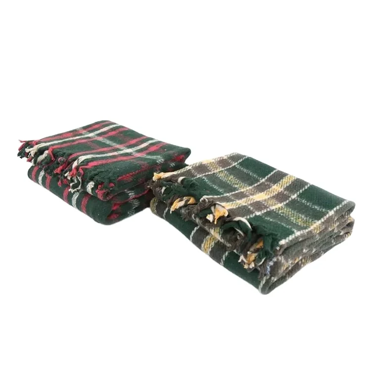 Professional wholesale eco friendly customized soft warm plaid recycled wool blanket