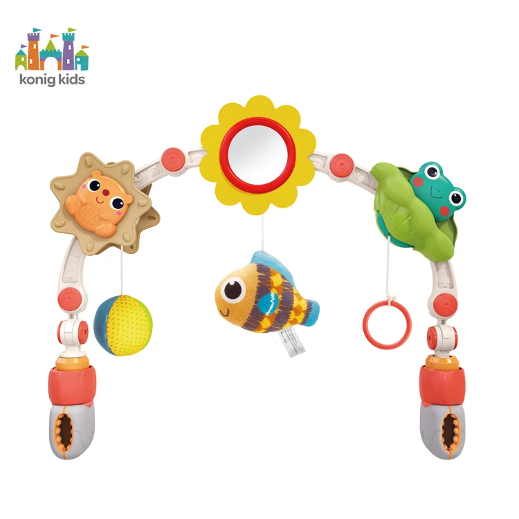 Konig Kids Baby Play Arch Stroller Crib Accessory Animmal Toy Activity Bar With Rattle Squeak Teethers Crib Mobile