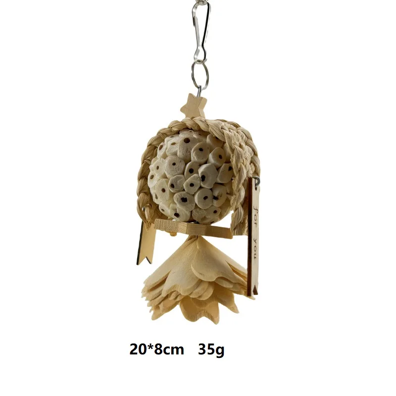 Wooden environmental protection rattan parrot hamster gnawing string pet bird toy