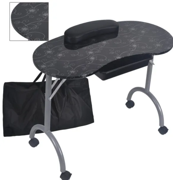 Mesa De Manicure Mesa Para Manicure Beauty Salon Equipment Portable Folding Manicure Nail Table Station with Wheels