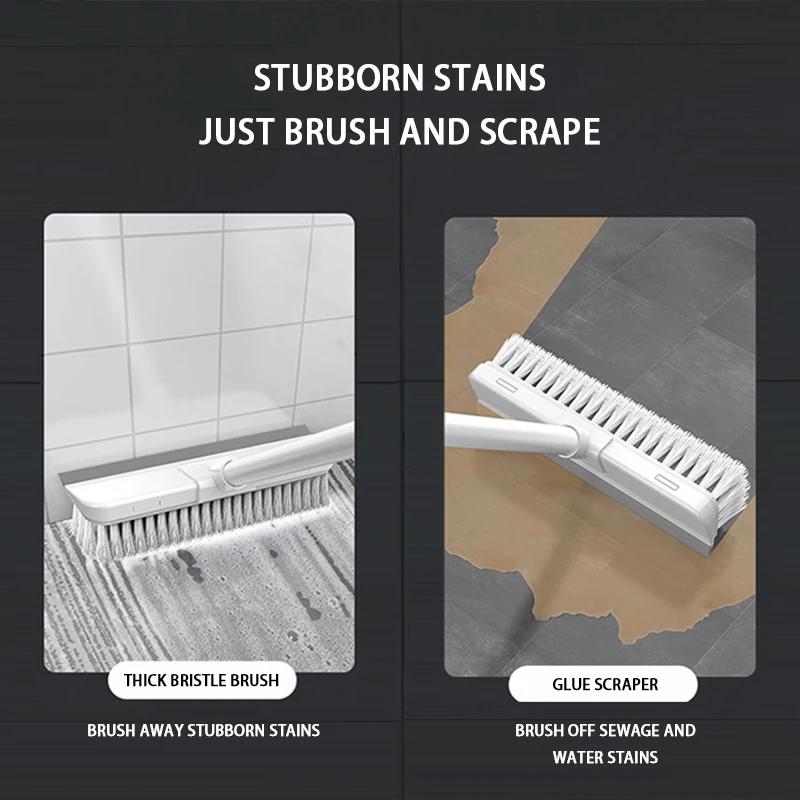 Dual-purpose Household Cleaning Brush & Floor Wiper Detachable Long Handle Floor Scraper Brush Toilet Bathroom Cleaning Brush