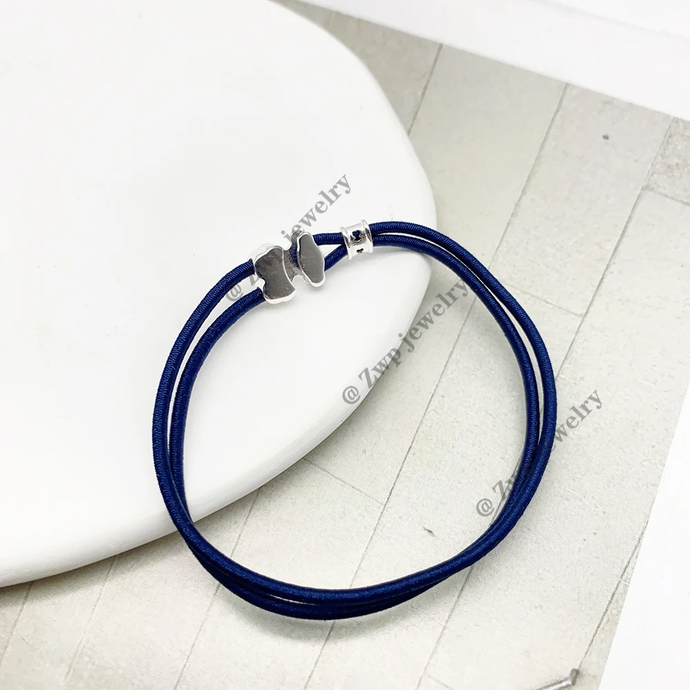 Hihg Quality Pure 925 Sterling Sliver Pink & Blue Sweet Dolls Elastic Bracelet Touses Jewelry For Women Fashion Jewelry Bracelet