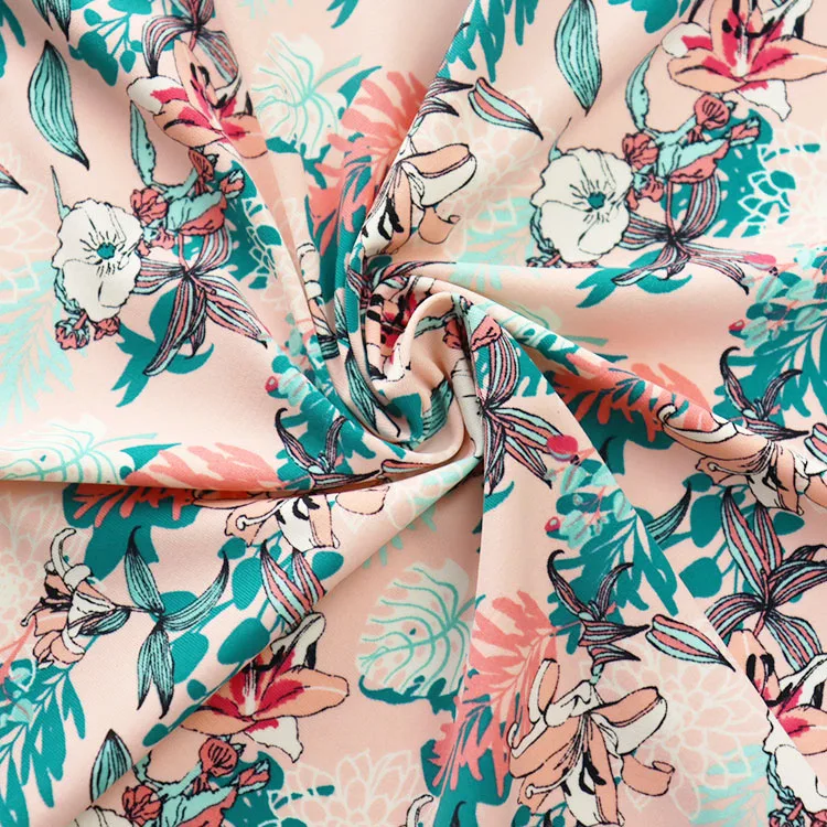 Wholesale 152cm*200gsm knitted digital printed flower pattern for dress