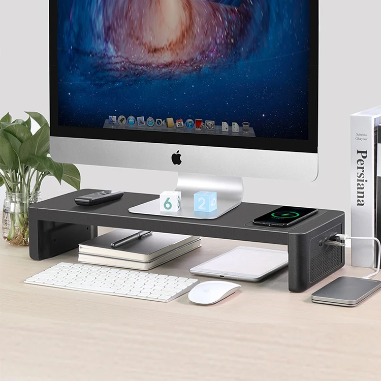 Многофункциональный USB-концентратор Алюминиевый Монитор Стойка Металлическая Подставка Экономия пространства с подставкой для хранения монитора