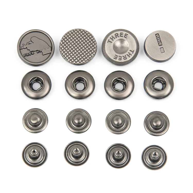 OEM 4 four part botones bag clothing 501 botton custom logo metal press snap fasteners buttons for jacket clothing with logo