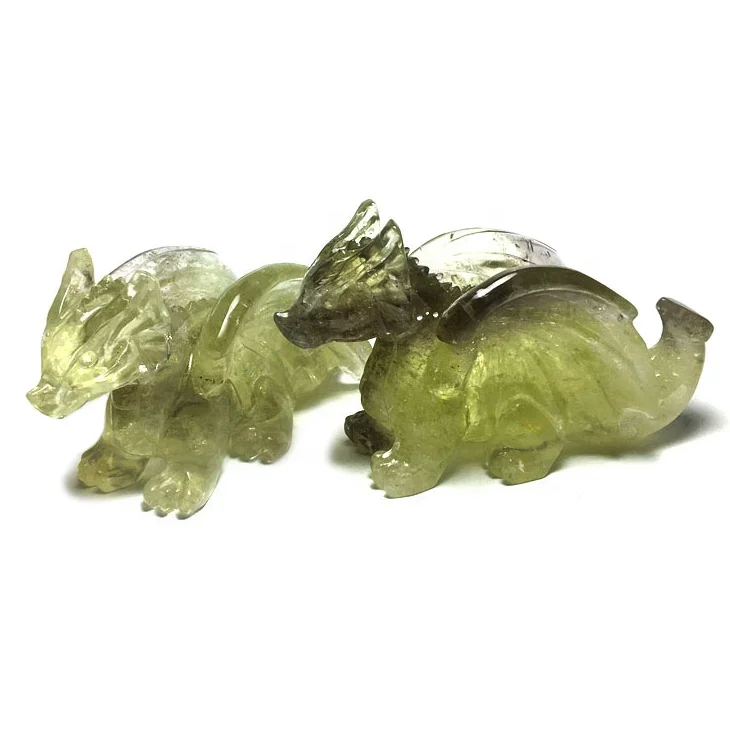 Healing Stones Natural Hand Carved Citrine Flying Dragon Quartz Crystal Flying Dragon Carving