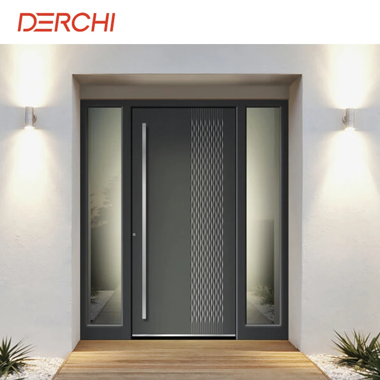 DERCHI Modern Design Security Aluminum Entry Door Exterior Security Steel Doors Homes Rntrance Villa Security Entrance Doors