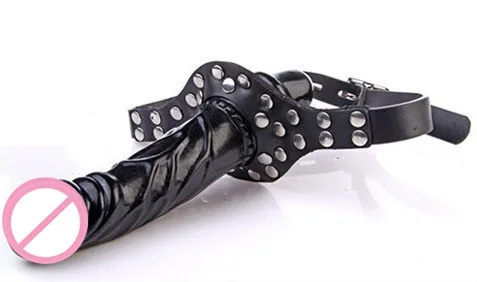 Ninghao Double Heads Dildo Gear Slave Mouth Penis Dildo Gag Train with Lock Women Oral Sex Mouth Plug BDSM Bondage Sex Toys