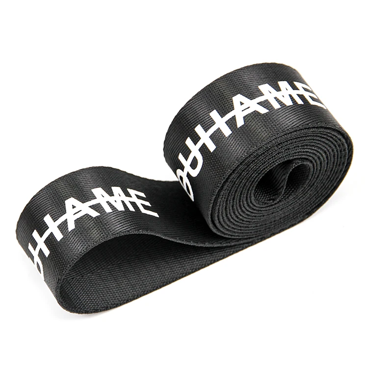 Custom Logo Printed Nylon Webbing Strap 50mm Woven Printing Strap High Gloss Embossed Webbing For Shoulder Bag Camera Guitar