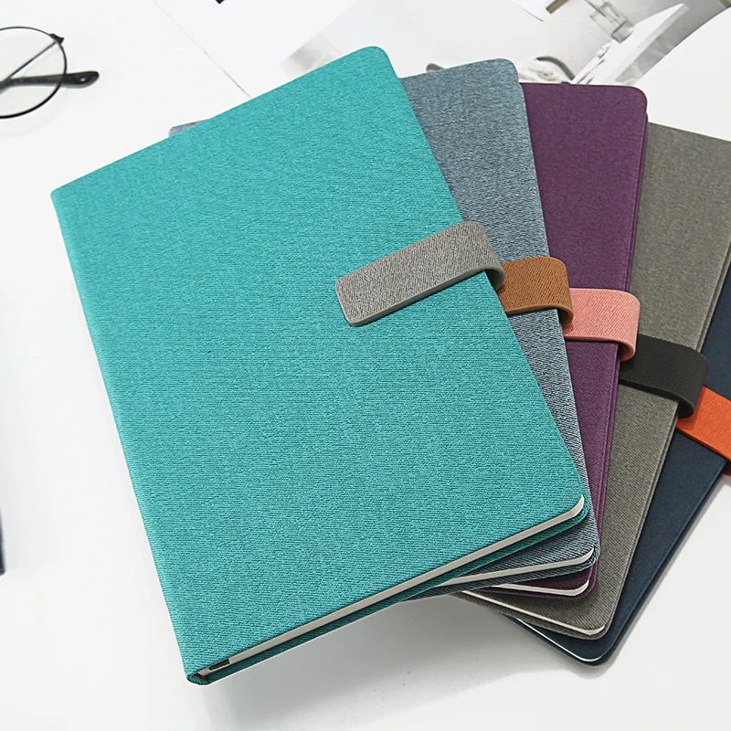 A5 White Private Custom Lined Daily Pu Leather Hardcover Business Notebook Planner With Pen Loop