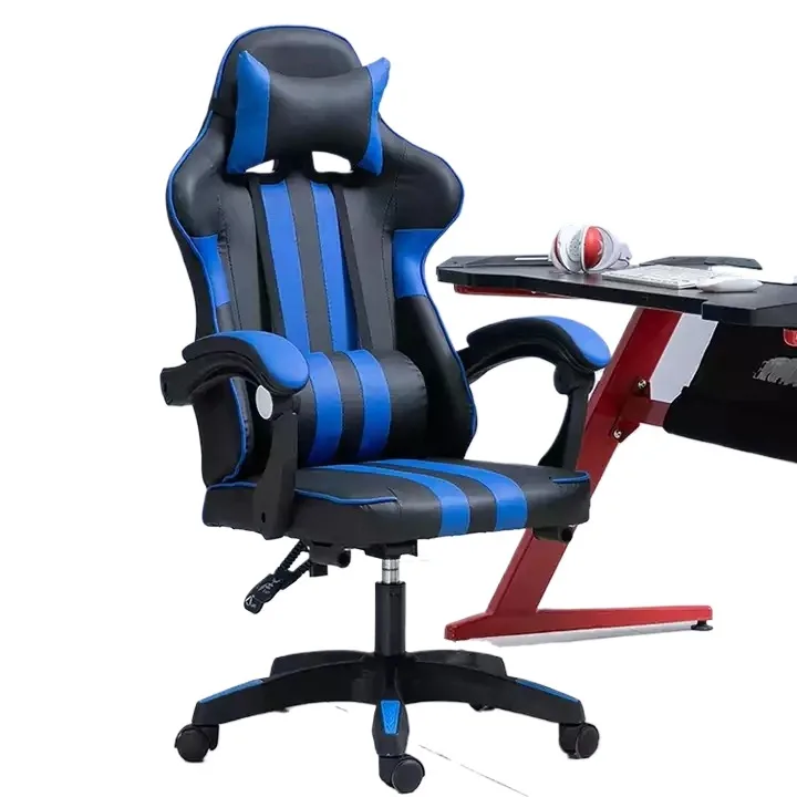 High back ergonomic massage gaming chair cheap price with footrest head rest speaker revolving office computer chairs